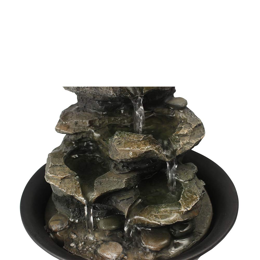 Spinning Orb Rock Cascading Tabletop Fountain, Zen Meditation Indoor Waterfall Feature with LED Light for Home Office Bedroom Relaxation