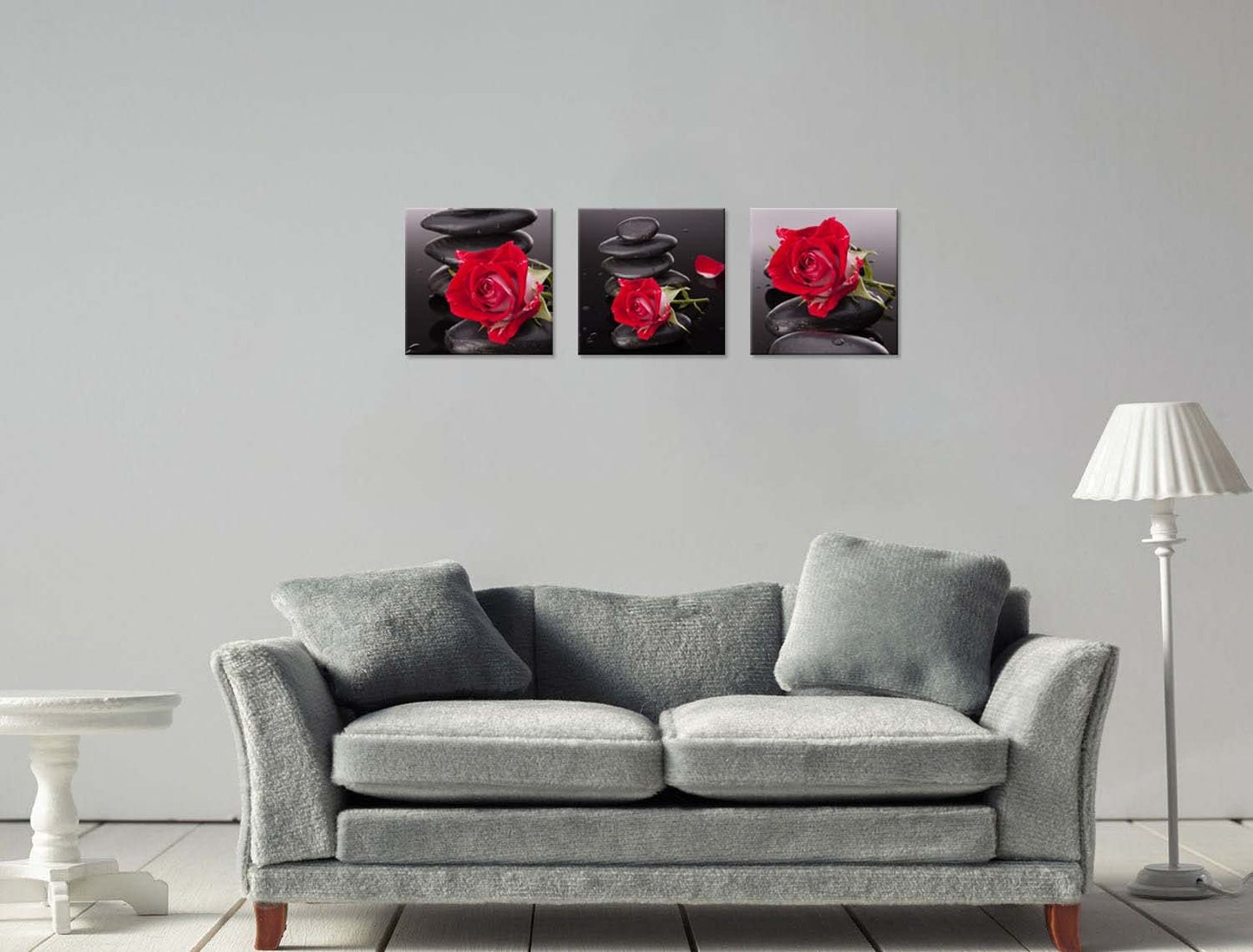 NAN Wind Red Canvas Wall Art Bedroom Wall Decor Black and White Zen Stones Spa Wall Art Rose Pictures for Living Room Kitchen Home Decorations Red Bathroom Accessories Flower Paintings Room Artwork