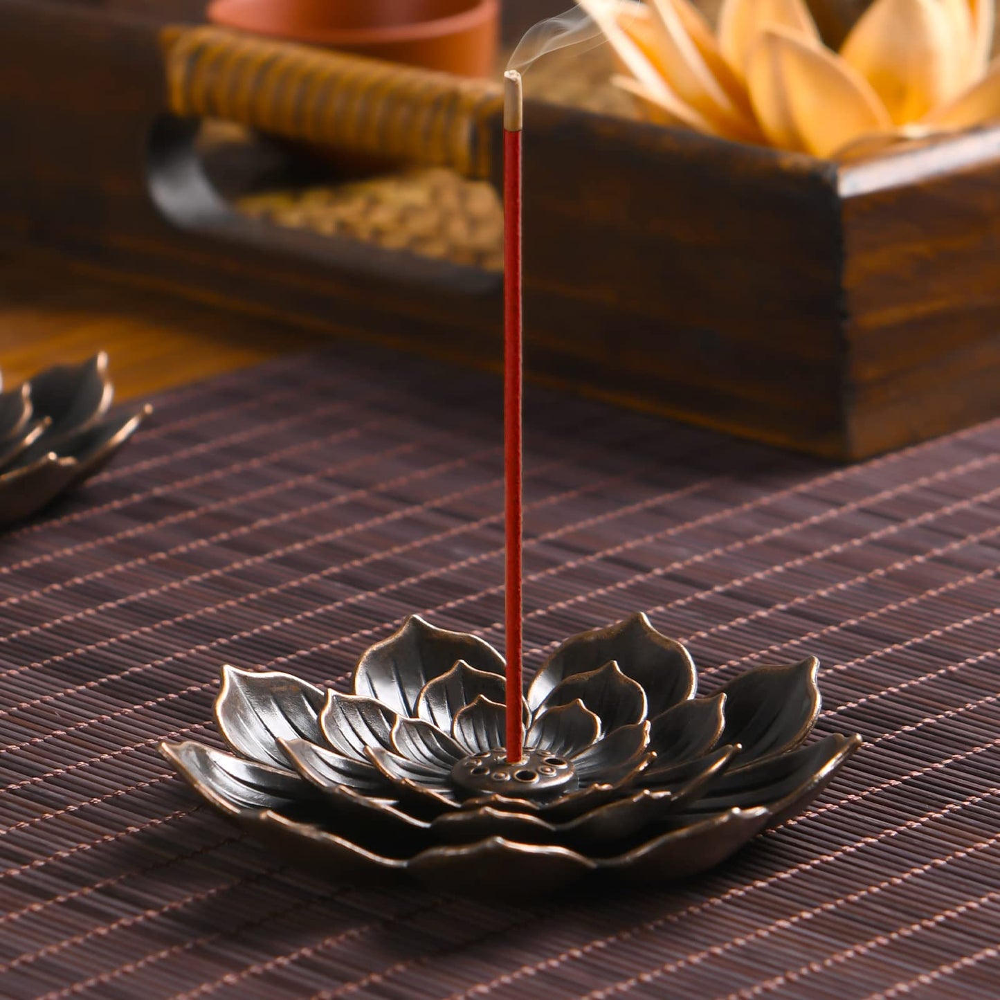 Incense Burner - Lotus Stick Incense Holder 6 Incense Holes with Detachable Ash Catcher 2Pcs