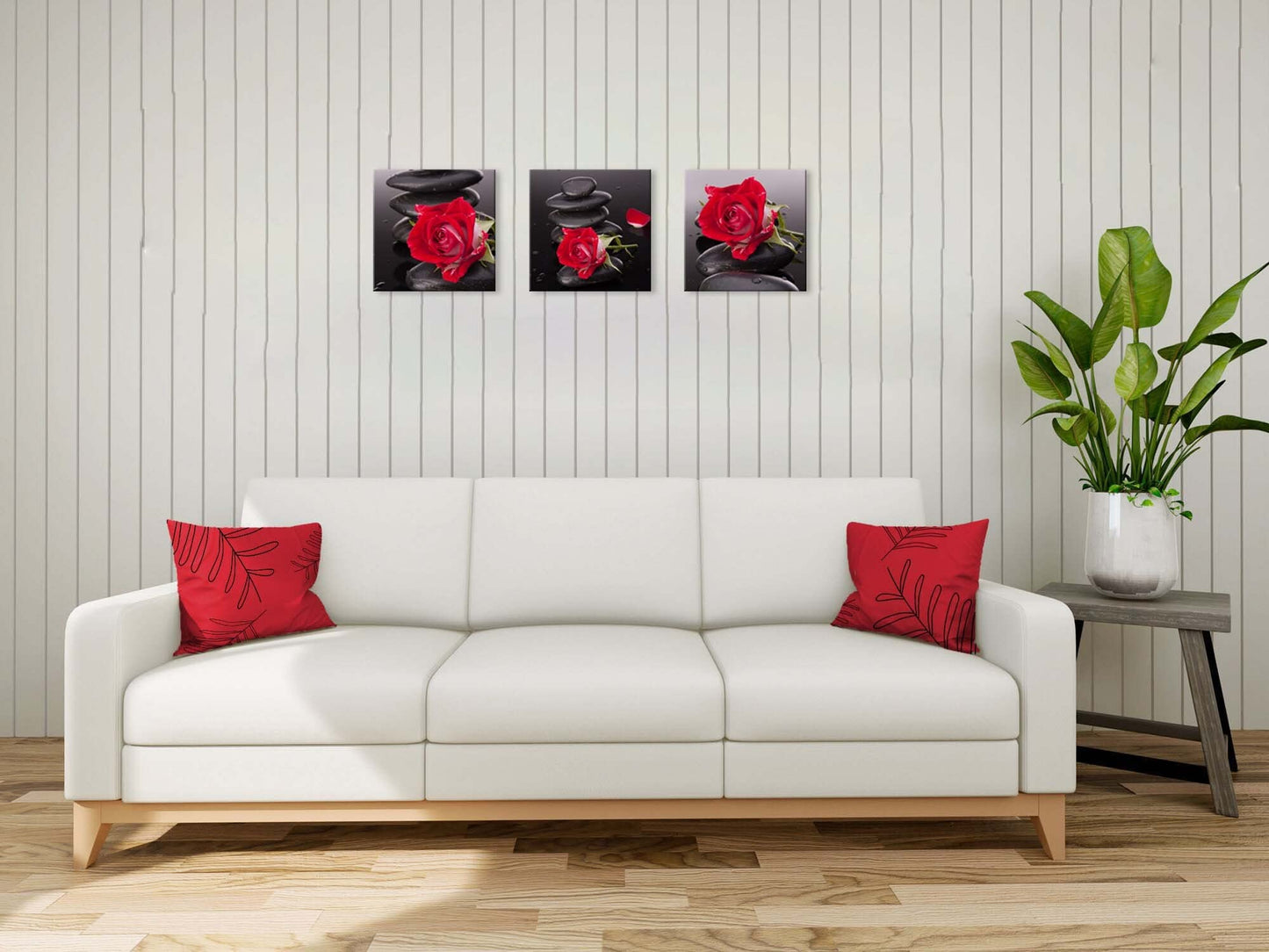 NAN Wind Red Canvas Wall Art Bedroom Wall Decor Black and White Zen Stones Spa Wall Art Rose Pictures for Living Room Kitchen Home Decorations Red Bathroom Accessories Flower Paintings Room Artwork