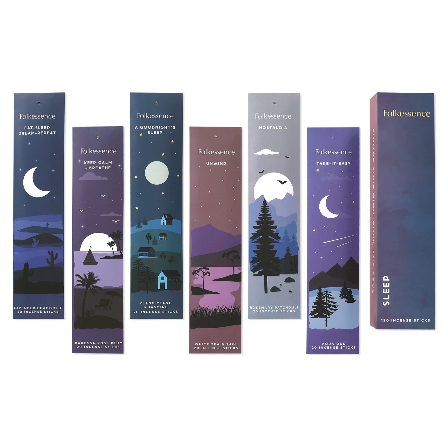 Folkulture Incense Sticks, Set of 6 (120 Sticks) - Rosemary, Jasmine, Lavender, Sage, Sleep Incense Sticks, Insence Sticks Variety Pack - Insense Sticks, Natural and Non Toxic (Sleep)