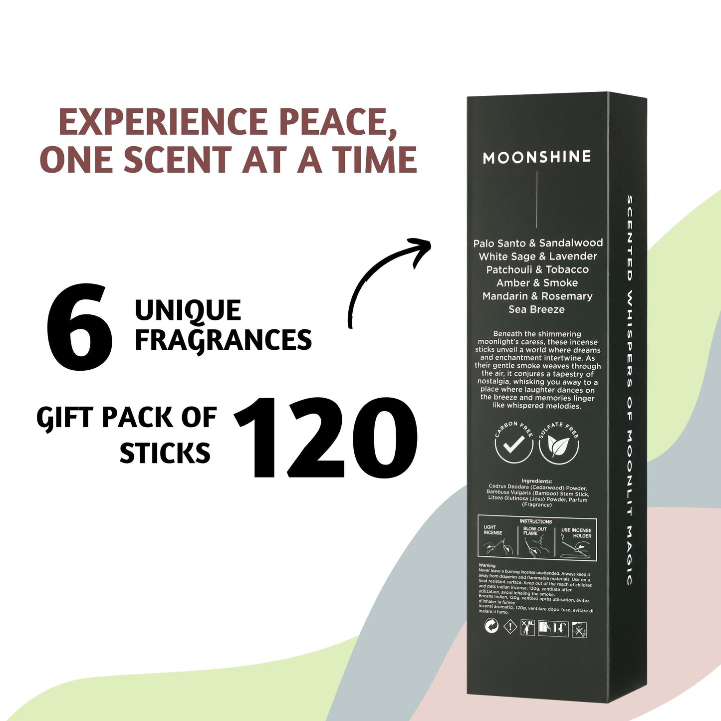 Folkulture Incense Sticks - Set of 6 Insenses (120 Insence Sticks) - Palo Santo & Sandalwood, White Sage, Lavender, Patchouli, Rosemary, Blue Lotus Inscents or Inciensos, Sleep Incents