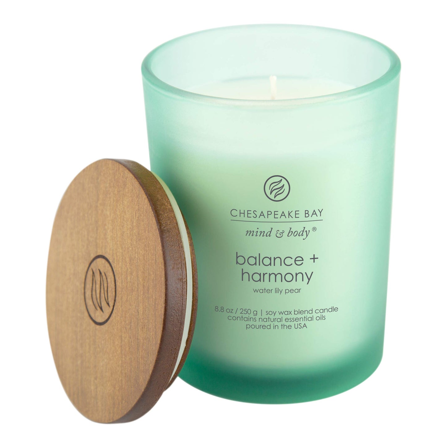 Chesapeake Bay Balance + Harmony Scented Candle, Water Lily Pear Fragrance, 50 Hours Burn Time, Warm & Decorative, Soy Wax Blend