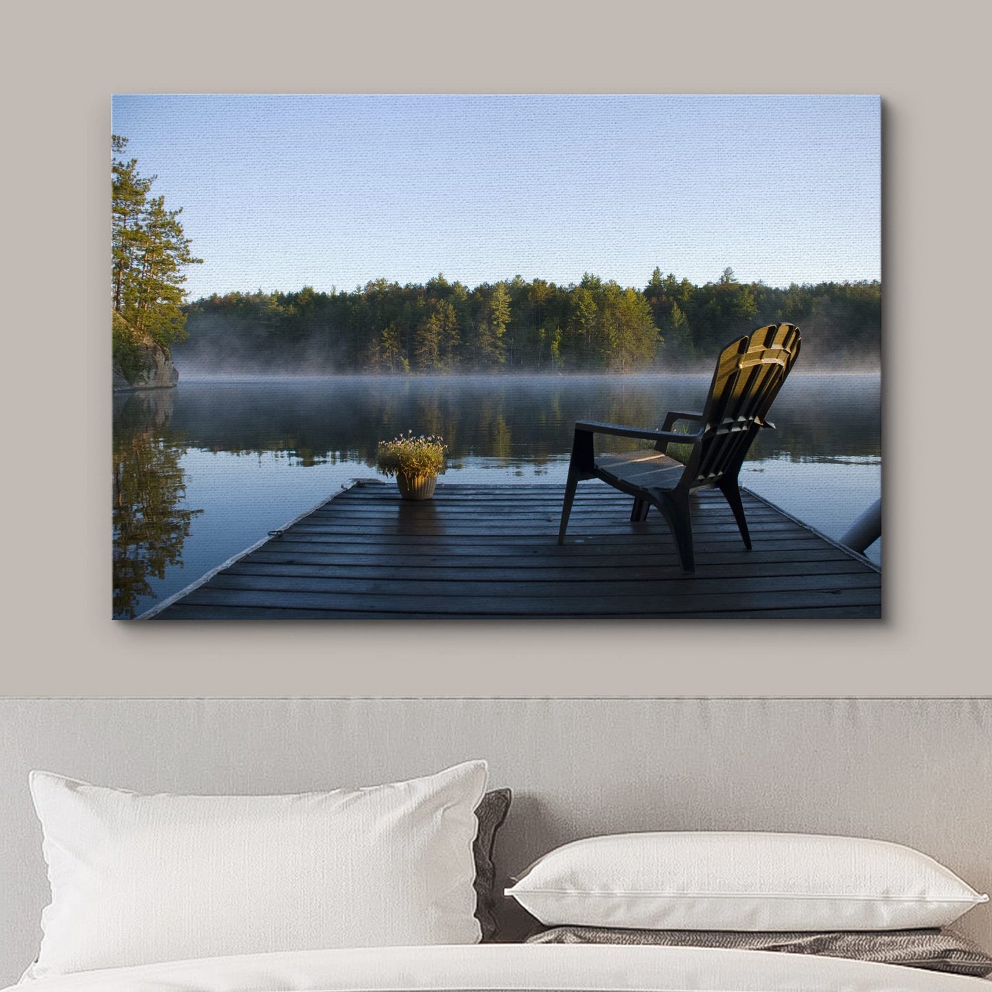 wall26 Canvas Print Wall Art View of The Lake at Dawn Nature Wilderness Photography Realism Rustic Scenic Relax/Calm Multicolor Zen Colorful for Living Room, Bedroom, Office - 24"x36"