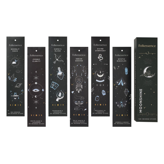 Folkulture Incense Sticks - Set of 6 Insenses (120 Insence Sticks) - Palo Santo & Sandalwood, White Sage, Lavender, Patchouli, Rosemary, Blue Lotus Inscents or Inciensos, Sleep Incents