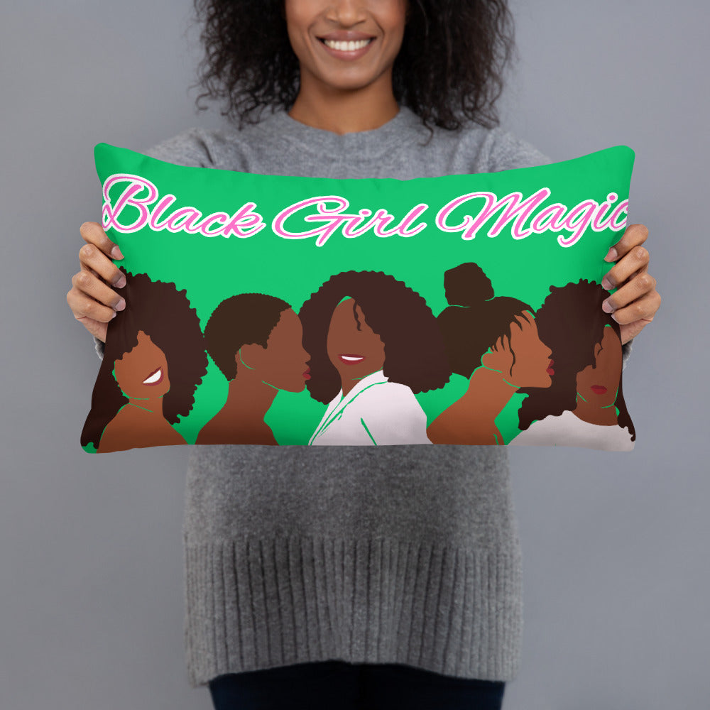 Black Girl Magic Green/Pink Basic Pillow