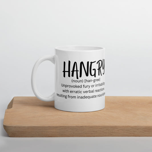 Hangry Defined White glossy mug